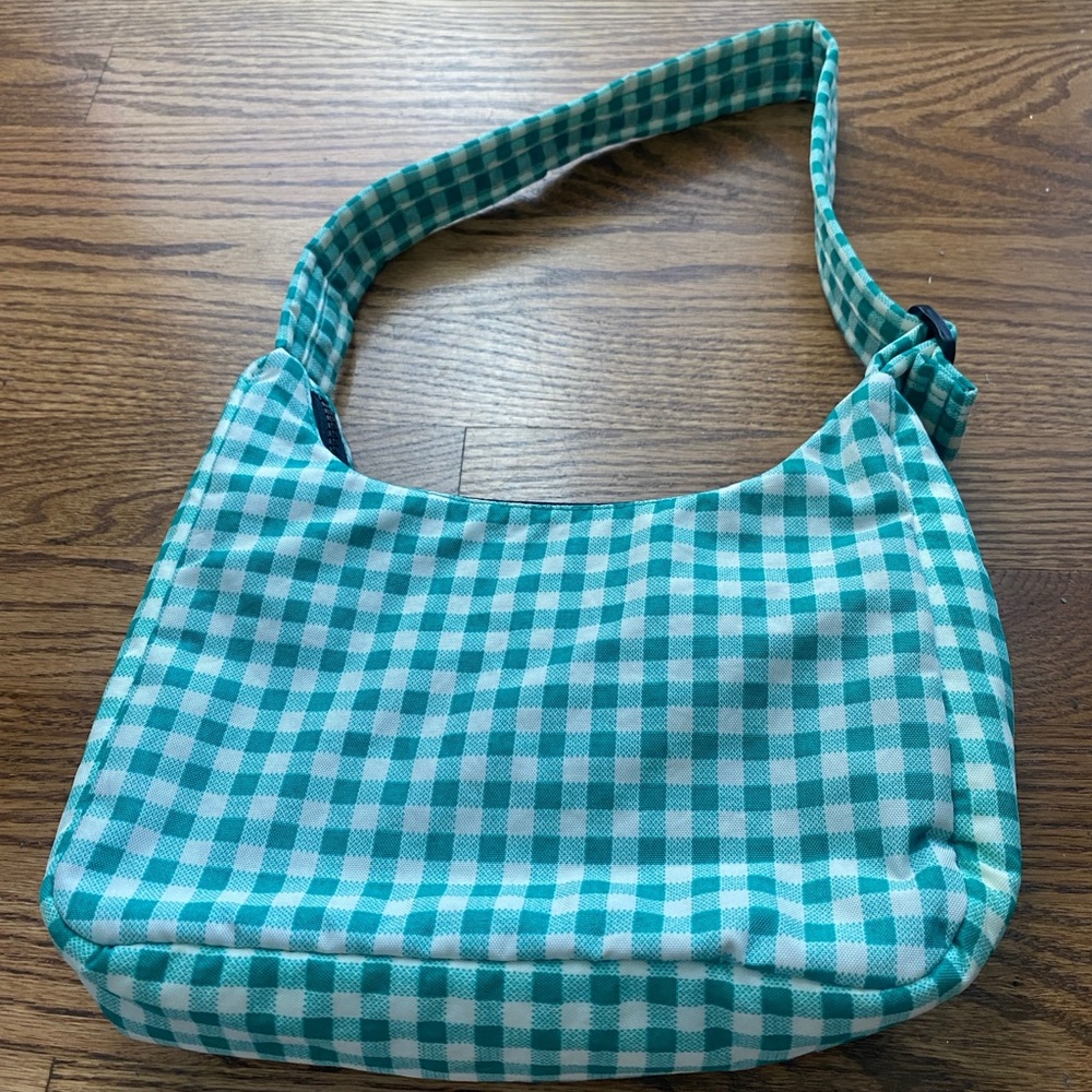 Baggu Green gingham mini shoulder bag